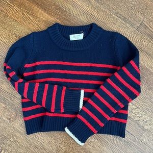La Ligne navy and red striped crop sweater. Size s. Wool and cashmere.